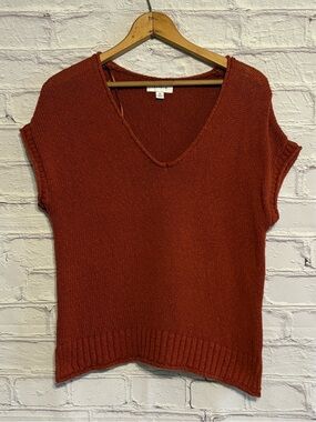 Evereve Rust V-Neck Sweater Top